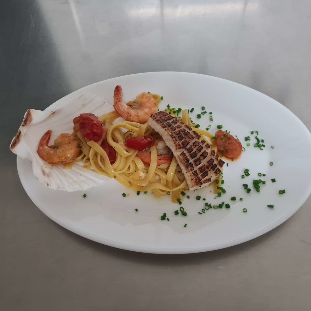 Meeresfrüchte mit Tagliatelle beim Gasthaus Prodinger "HOISBAUER"